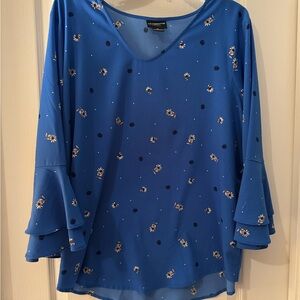 Liz Claiborne Royal Blue Floral Blouse